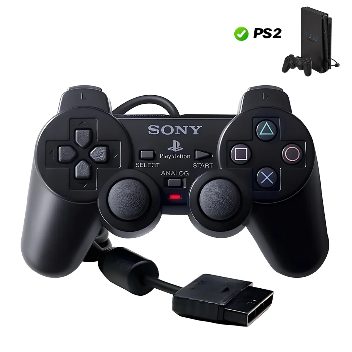 SONY - Control Original DualShock 2 para PS 2 Negro - Reacondicionado