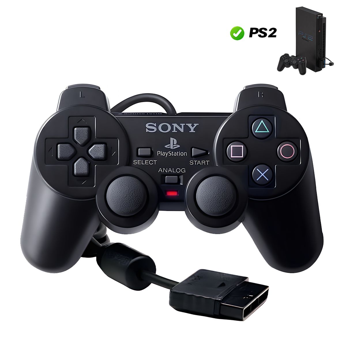 SONY - Control Original DualShock 2 para PS 2 Negro - Reacondicionado