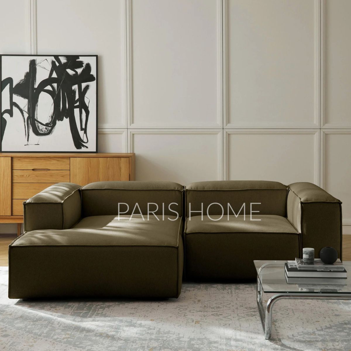 GENERICO - Sofá Izquierdo Rinconero Monarch  Tejido - Verde Oliva