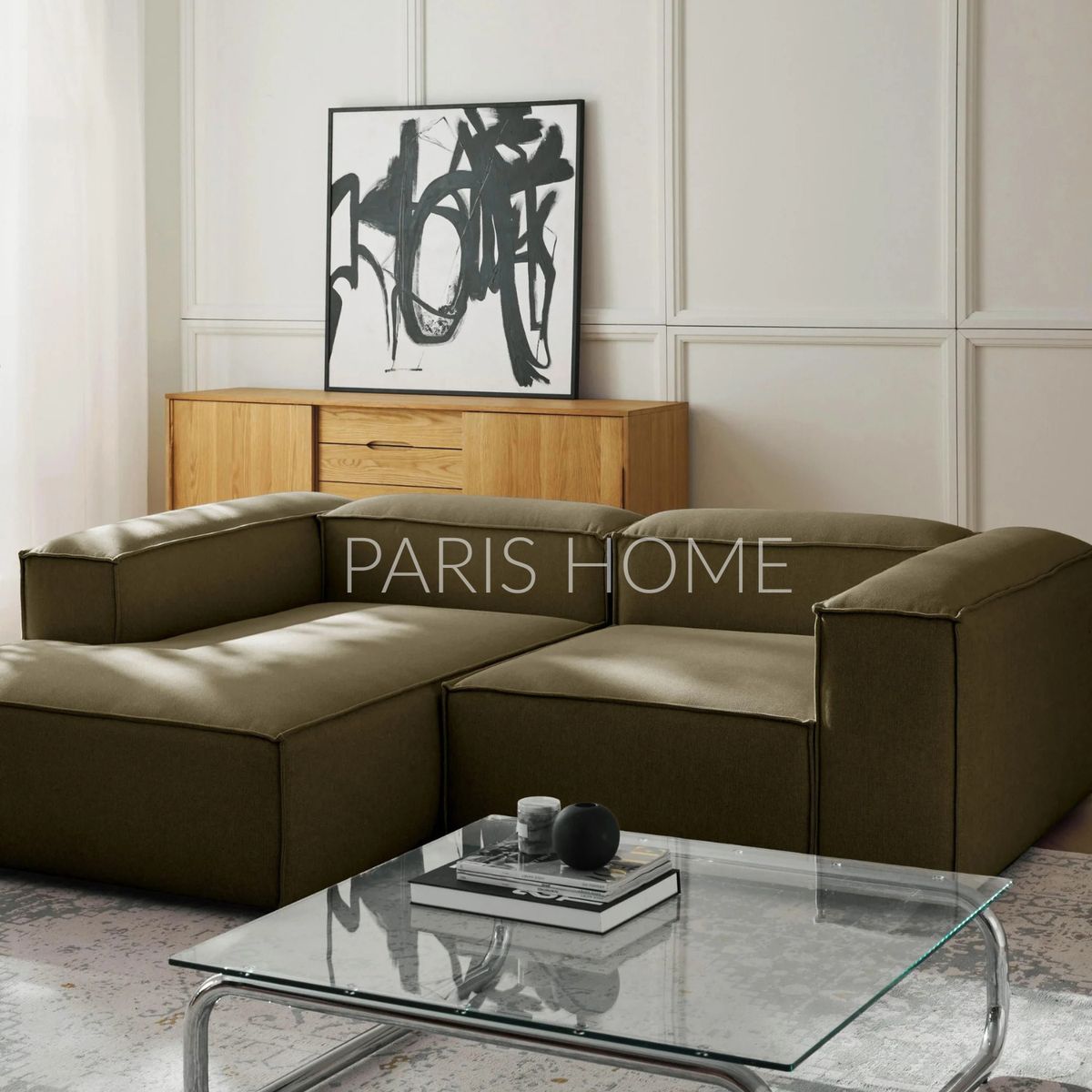 GENERICO - Sofá Izquierdo Rinconero Monarch  Tejido - Verde Oliva