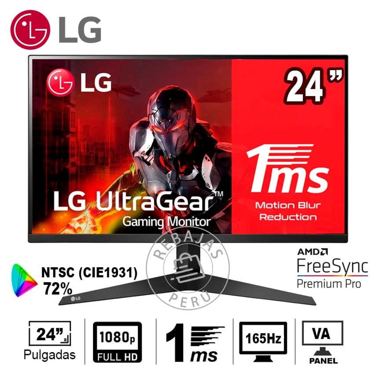 LG - Monitor Gaming LG 24GQ50F-B 24” 165Hz 1ms FreeSync VA FHD