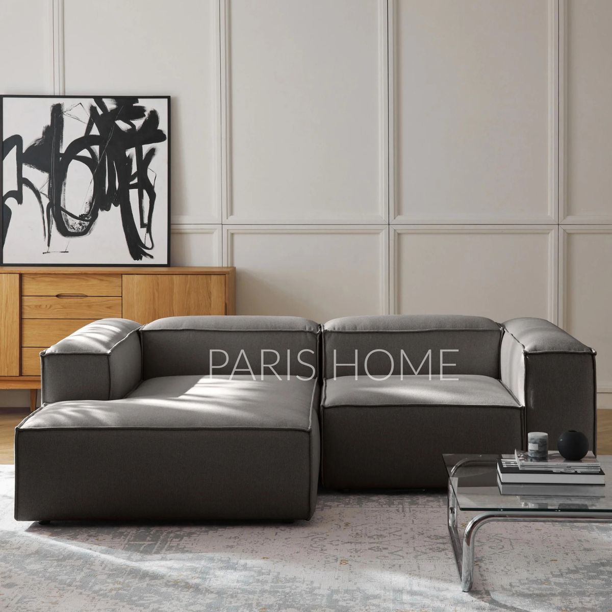 GENERICO - Sofá Izquierdo Rinconero Monarch  Tejido - Gris Oscuro