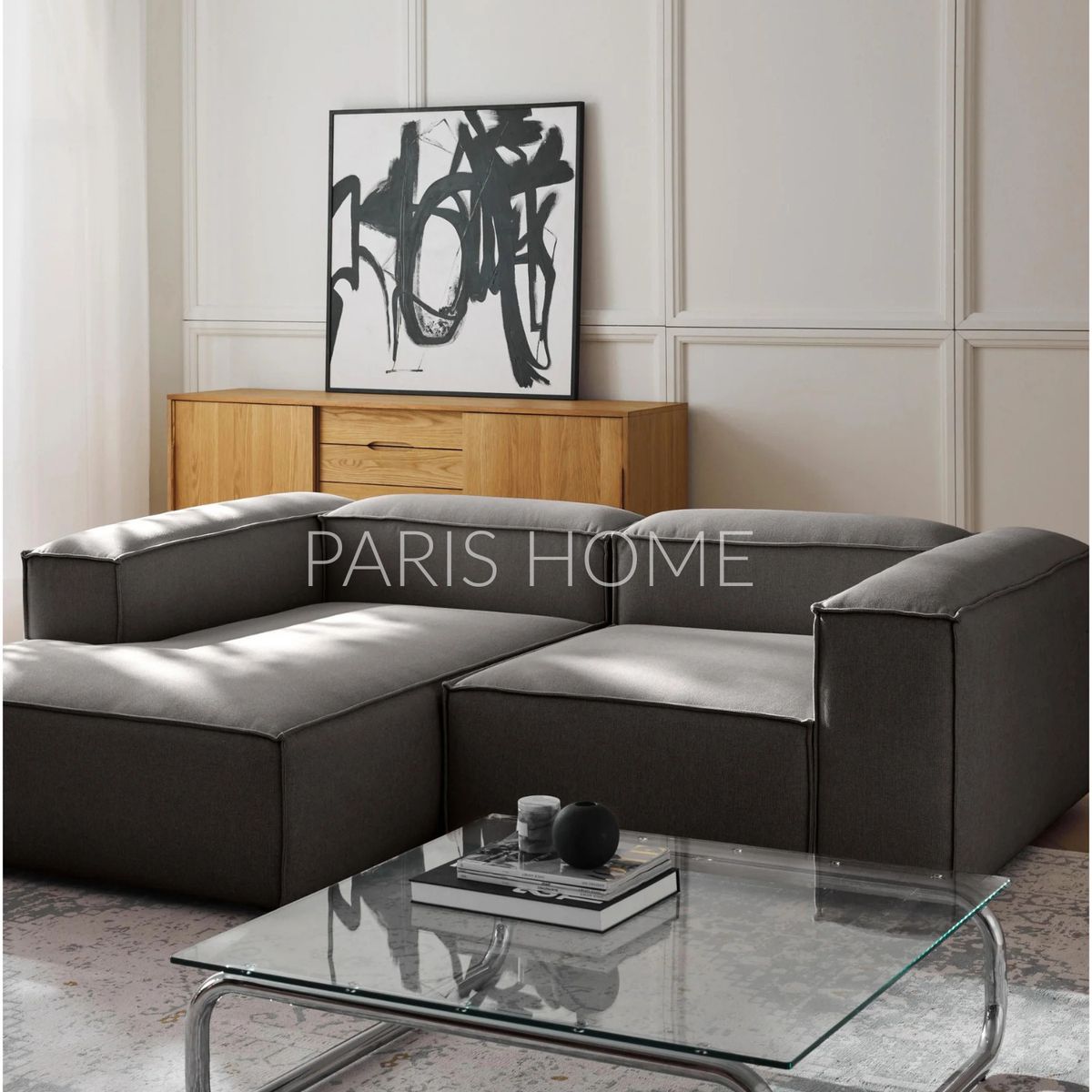 GENERICO - Sofá Izquierdo Rinconero Monarch  Tejido - Gris Oscuro