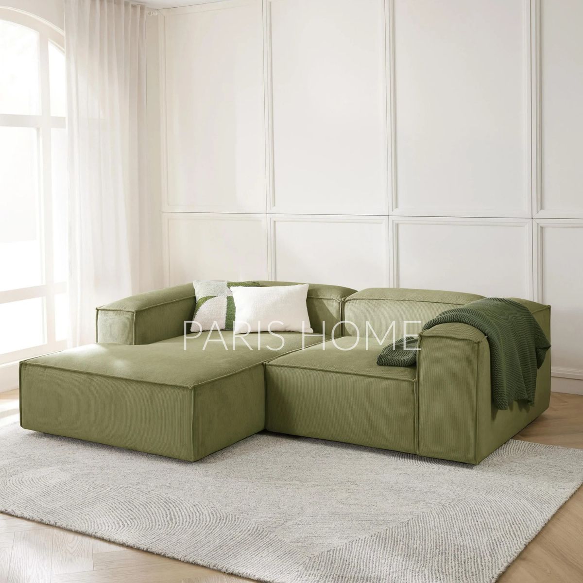 GENERICO - Sofá Izquierdo Rinconero Monarch Pana - Verde Oliva
