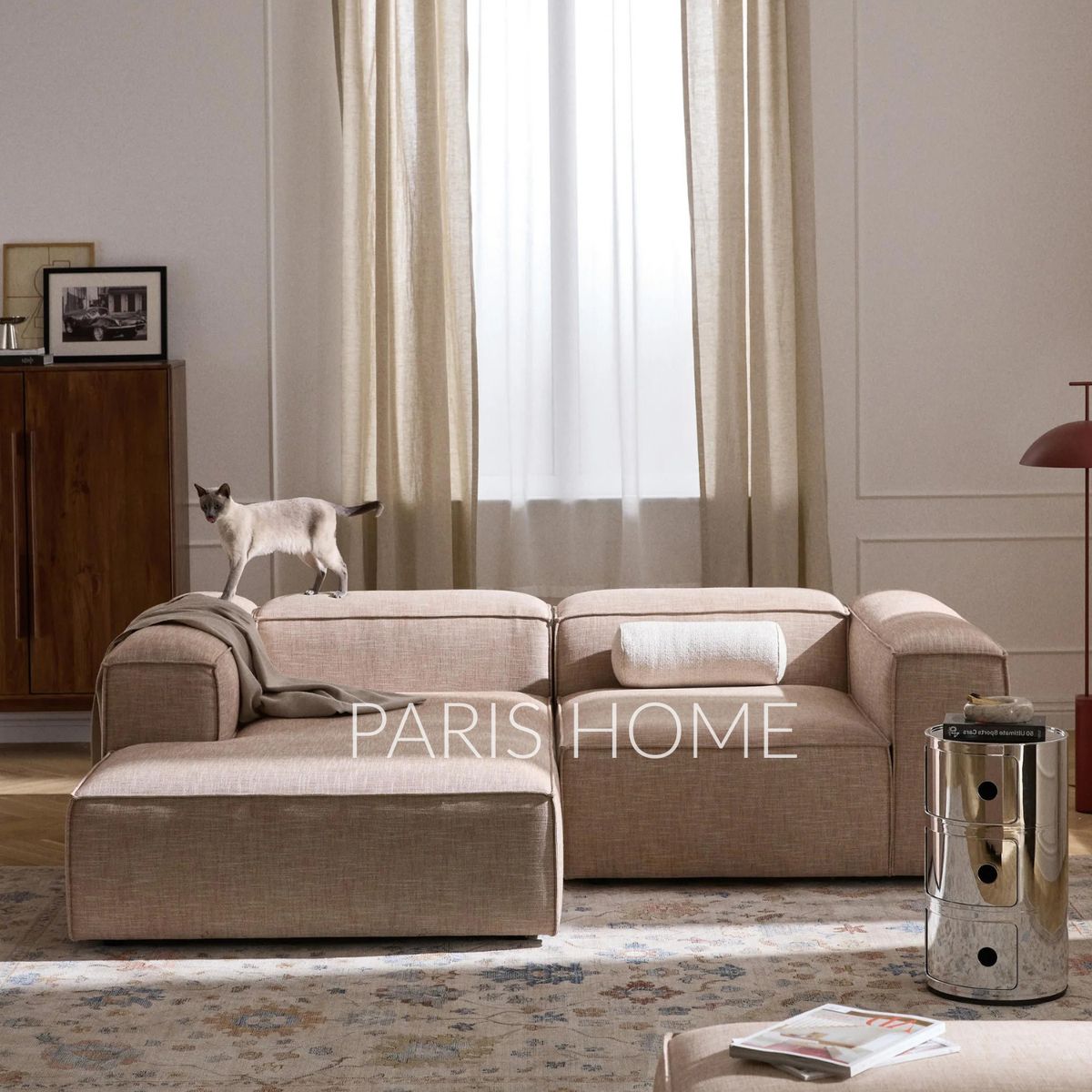 GENERICO - Sofá Izquierdo Rinconero Monarch Lino - Rojo Oxido