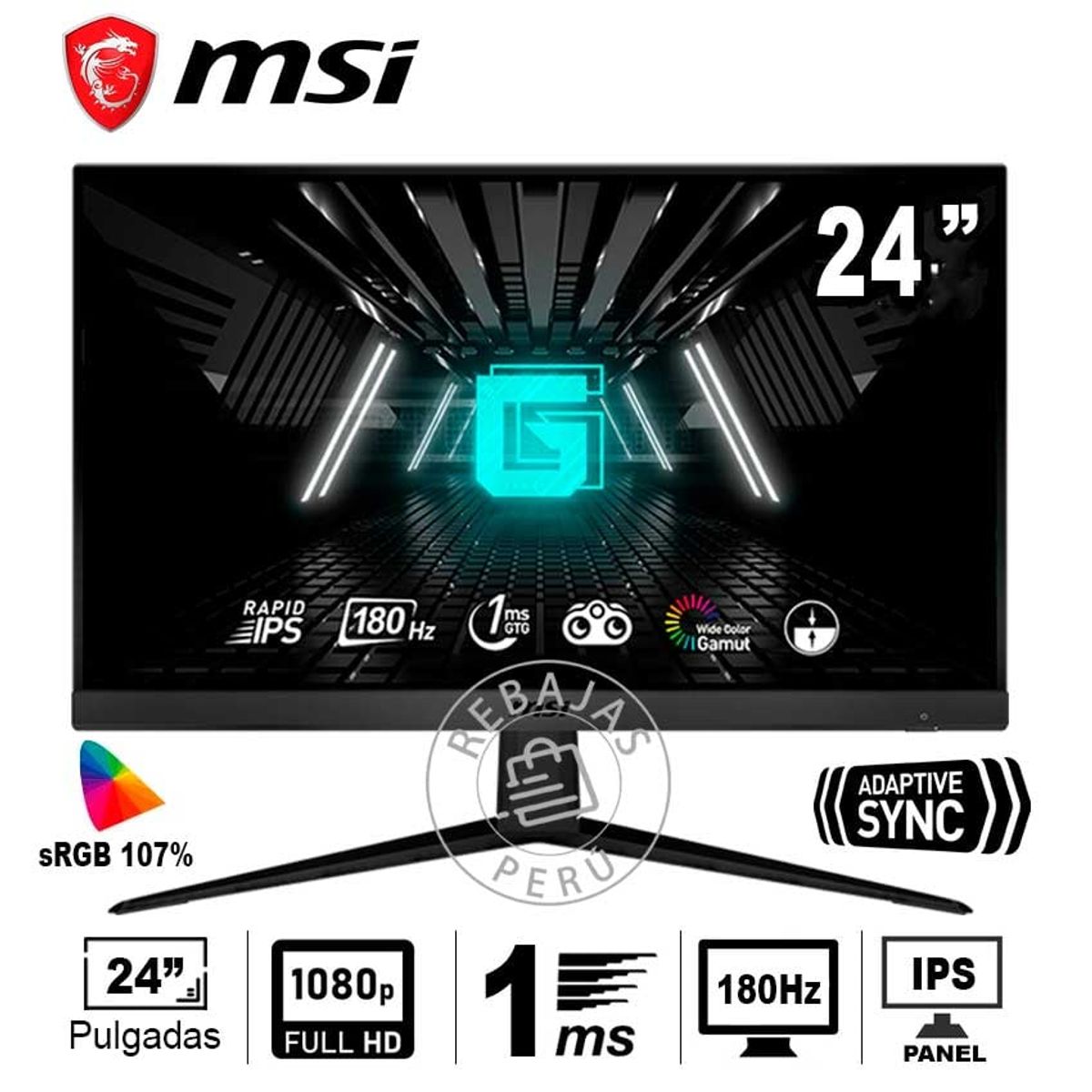 MSI - Monitor Gaming MSI G2412F 24″ FHD IPS 180Hz 1ms FreeSync Antiparpadeo