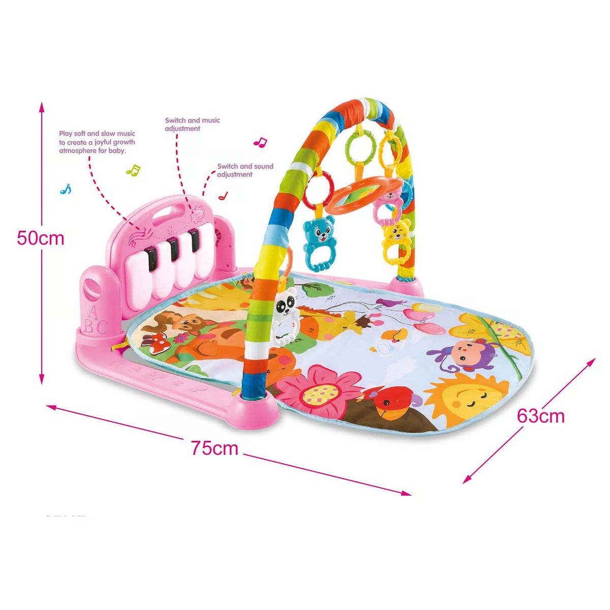 GENERICO - Gimnasio para Bebe con Piano Musical 3 en 1 Color Rosado