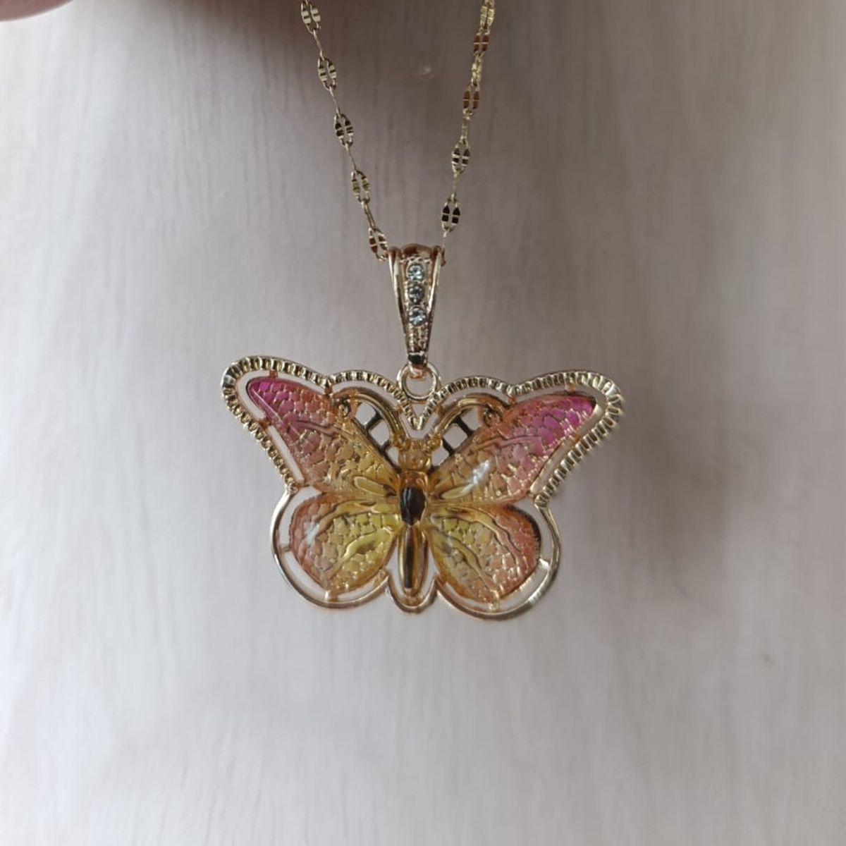 GENERICO - Collar Mariposa de la Suerte de Acero Inoxidable