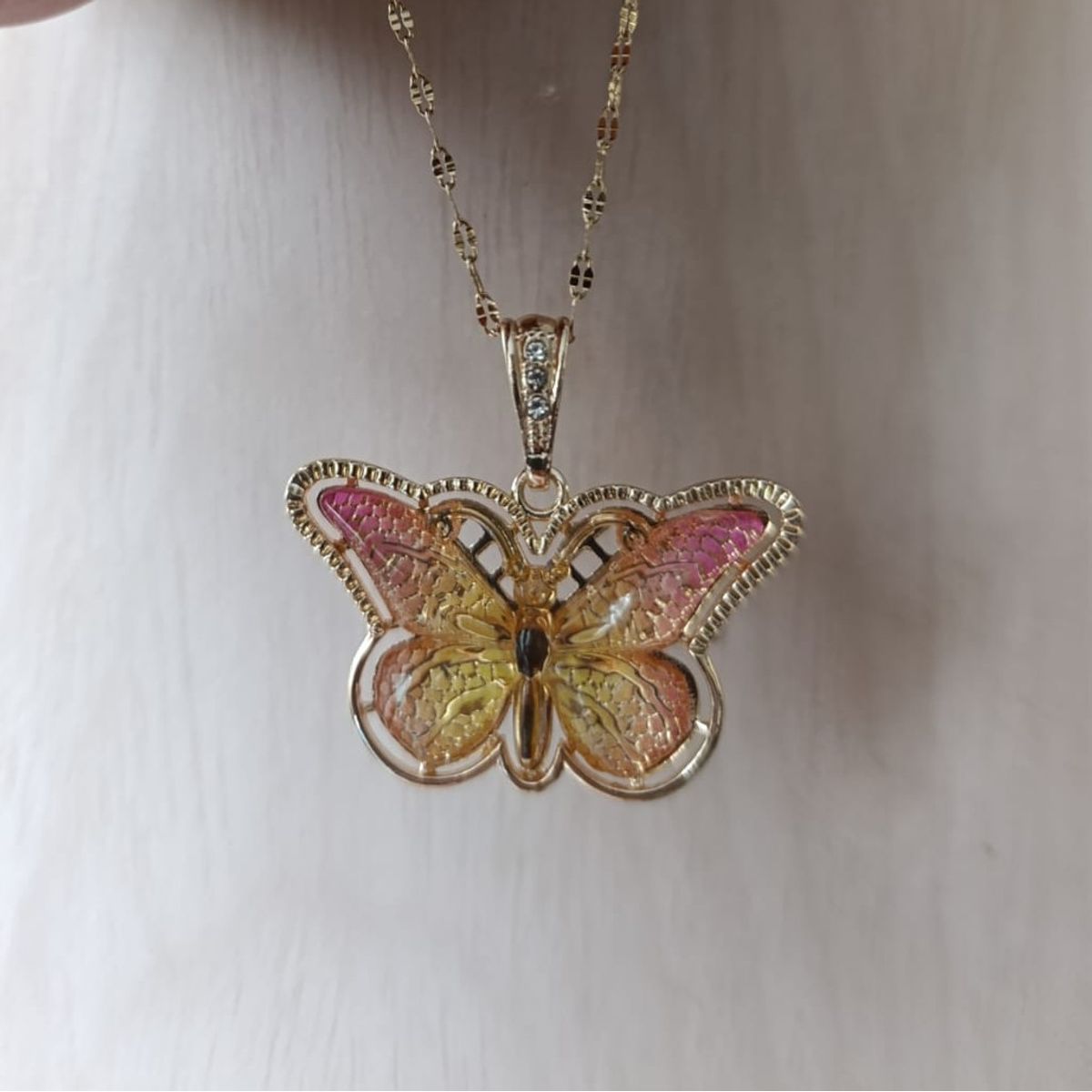 GENERICO - Collar Mariposa de la Suerte de Acero Inoxidable