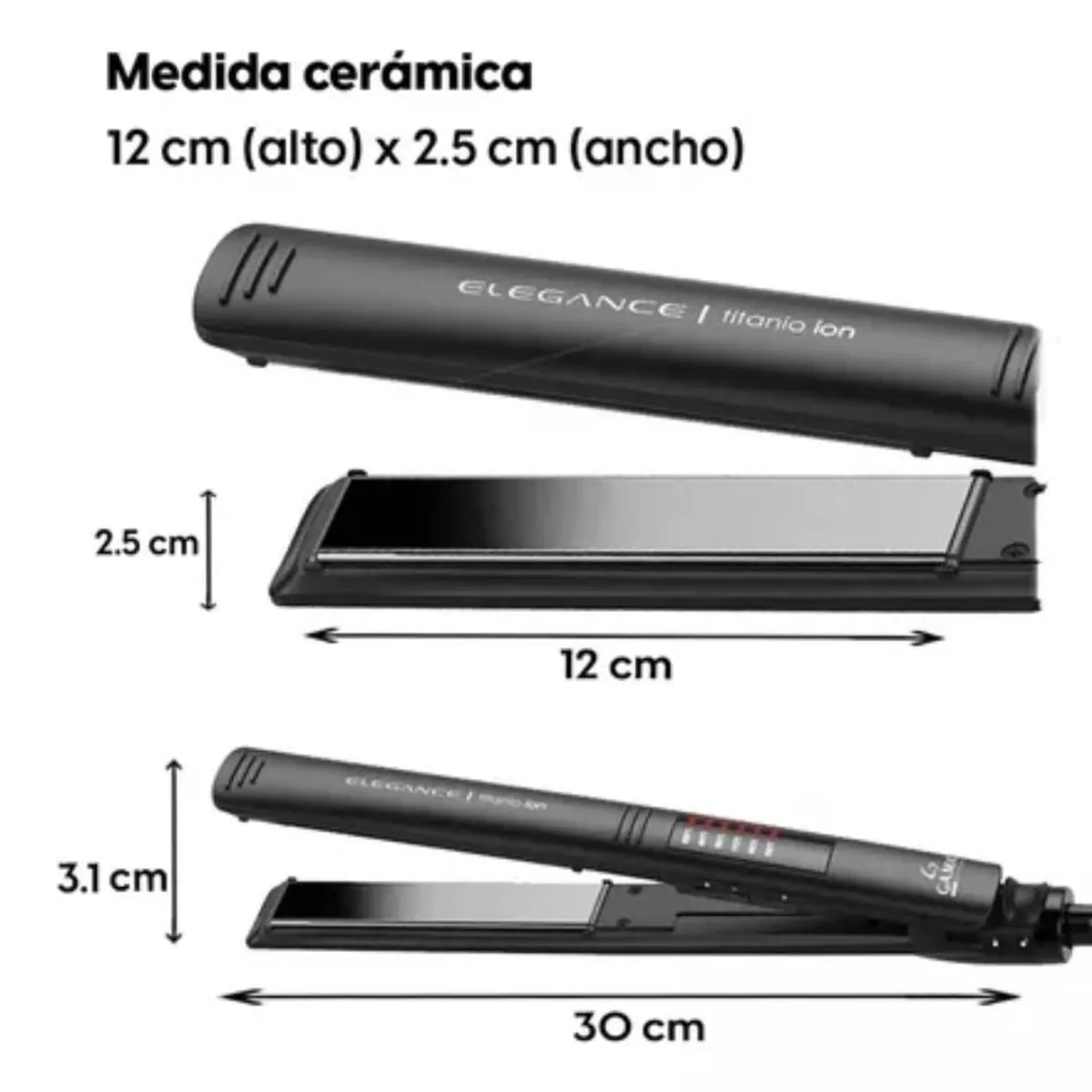 GAMA - Plancha Alisadora Gama Elegance Led Ion Titanio + Bolso Termico