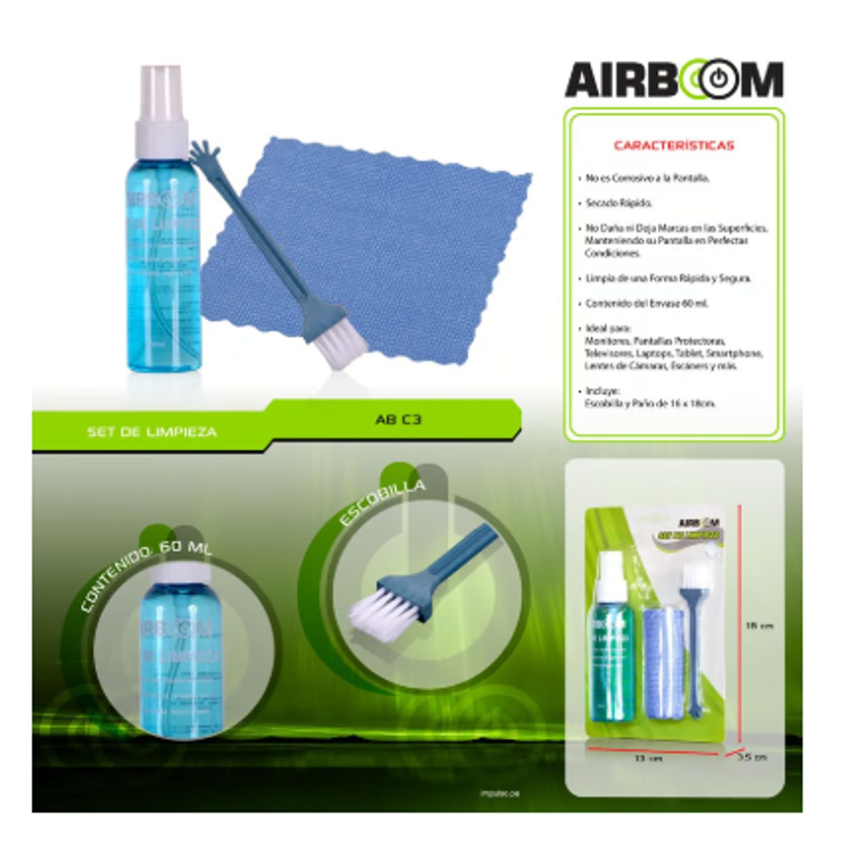 AIRBOOM - Kit De Limpieza AB C3 60ML Carton Blister AIRBOOM