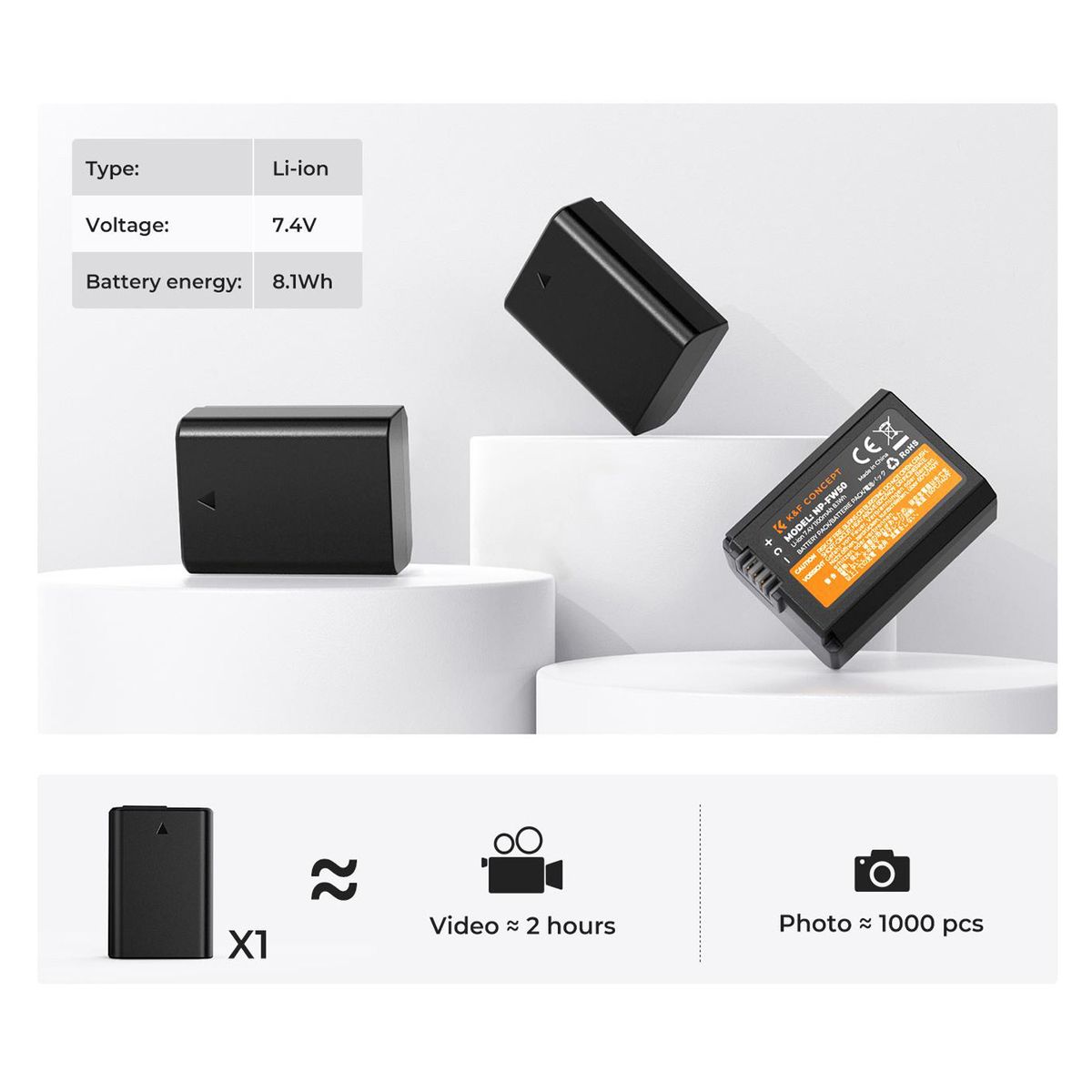 K&F CONCEPT - Kit de 3 baterías NP-FW50 + cargador triple K&F Concept - KF28.0037