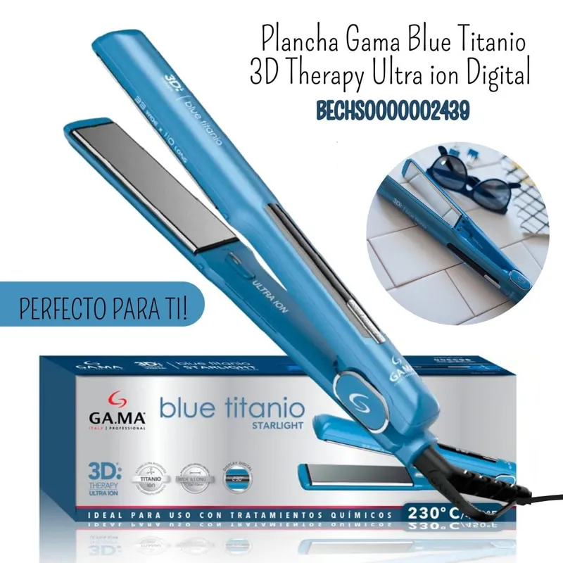 GAMA - Plancha Alisadora Gama Blue Titanio 3D Therapy Ultra ion - Digital