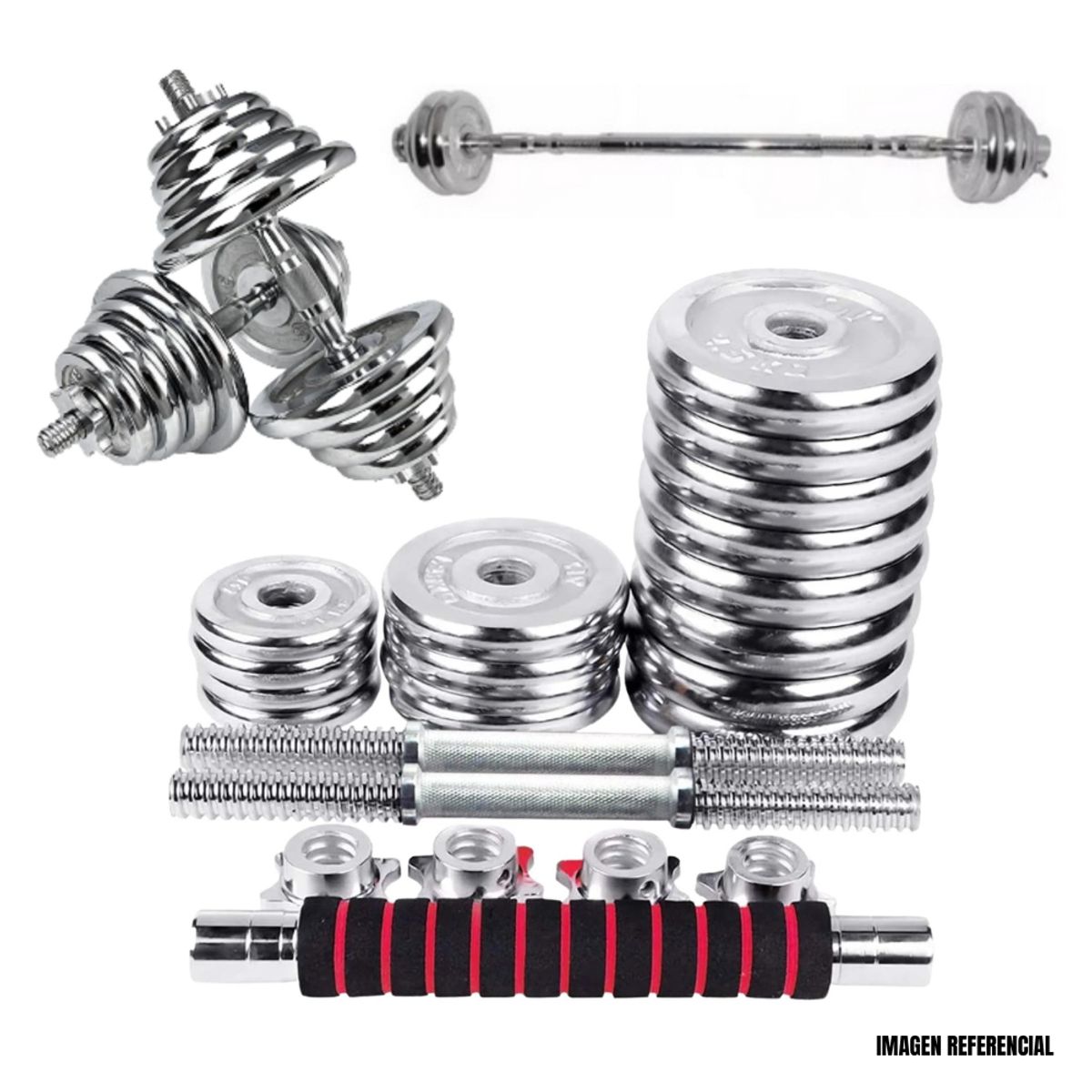 GENERICO - Set de Pesas Maleta York 30Kg Mancuernas Adaptador