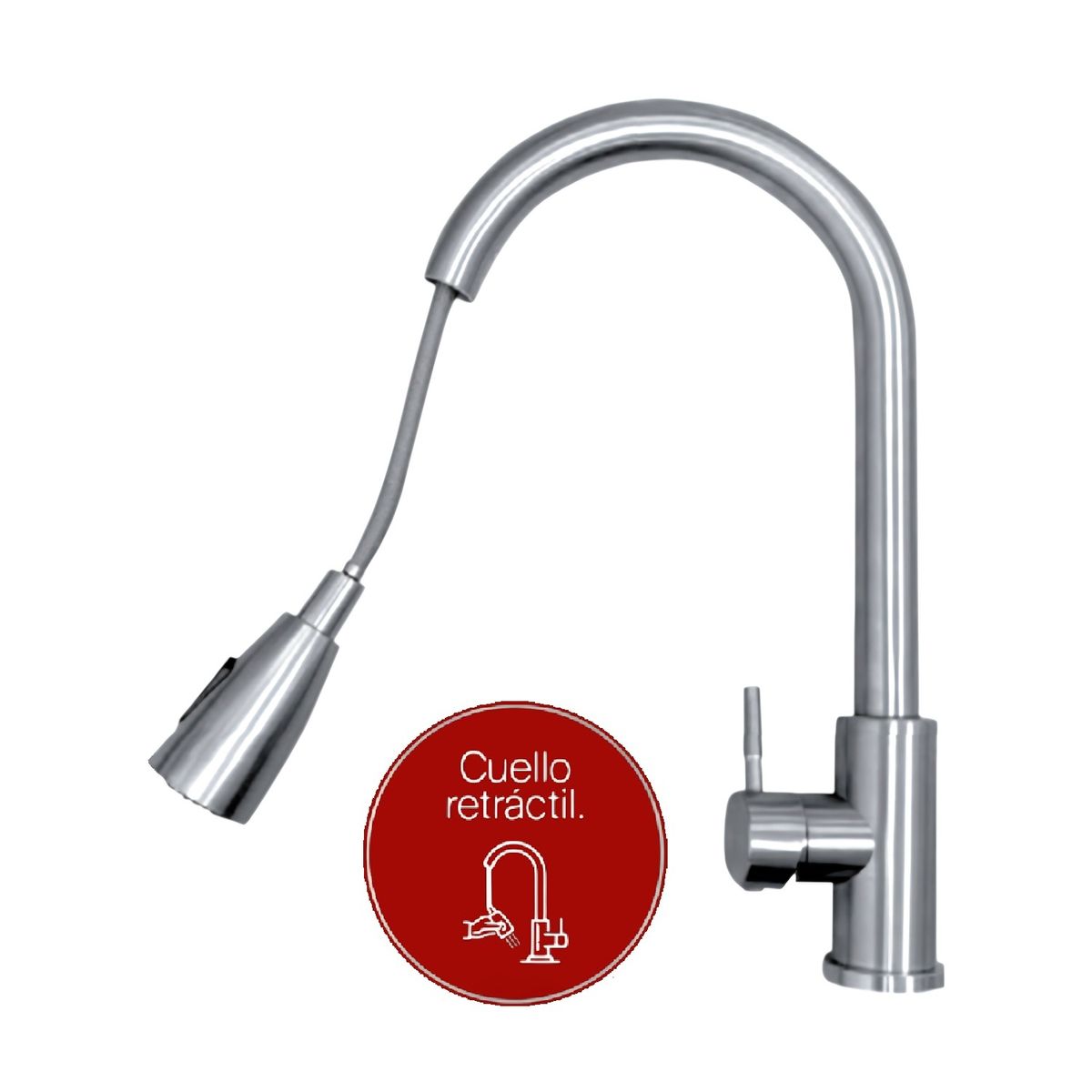 VALMAX - Llave Pico Ganso Retractil Mezcladora Monocomando al Mueble