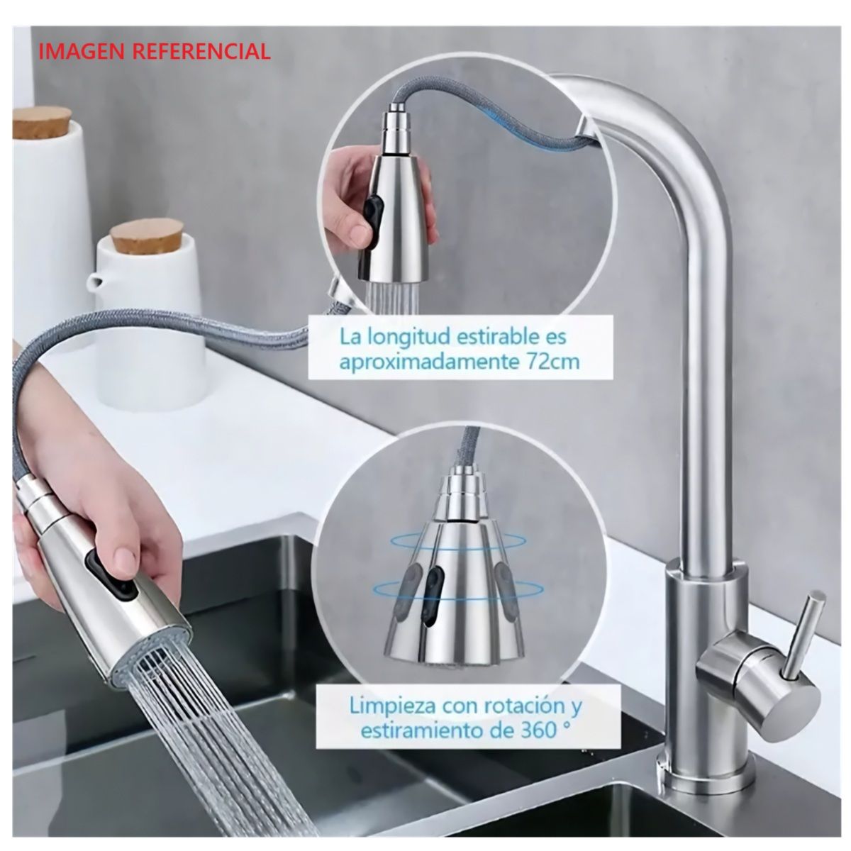 VALMAX - Llave Pico Ganso Retractil Mezcladora Monocomando al Mueble