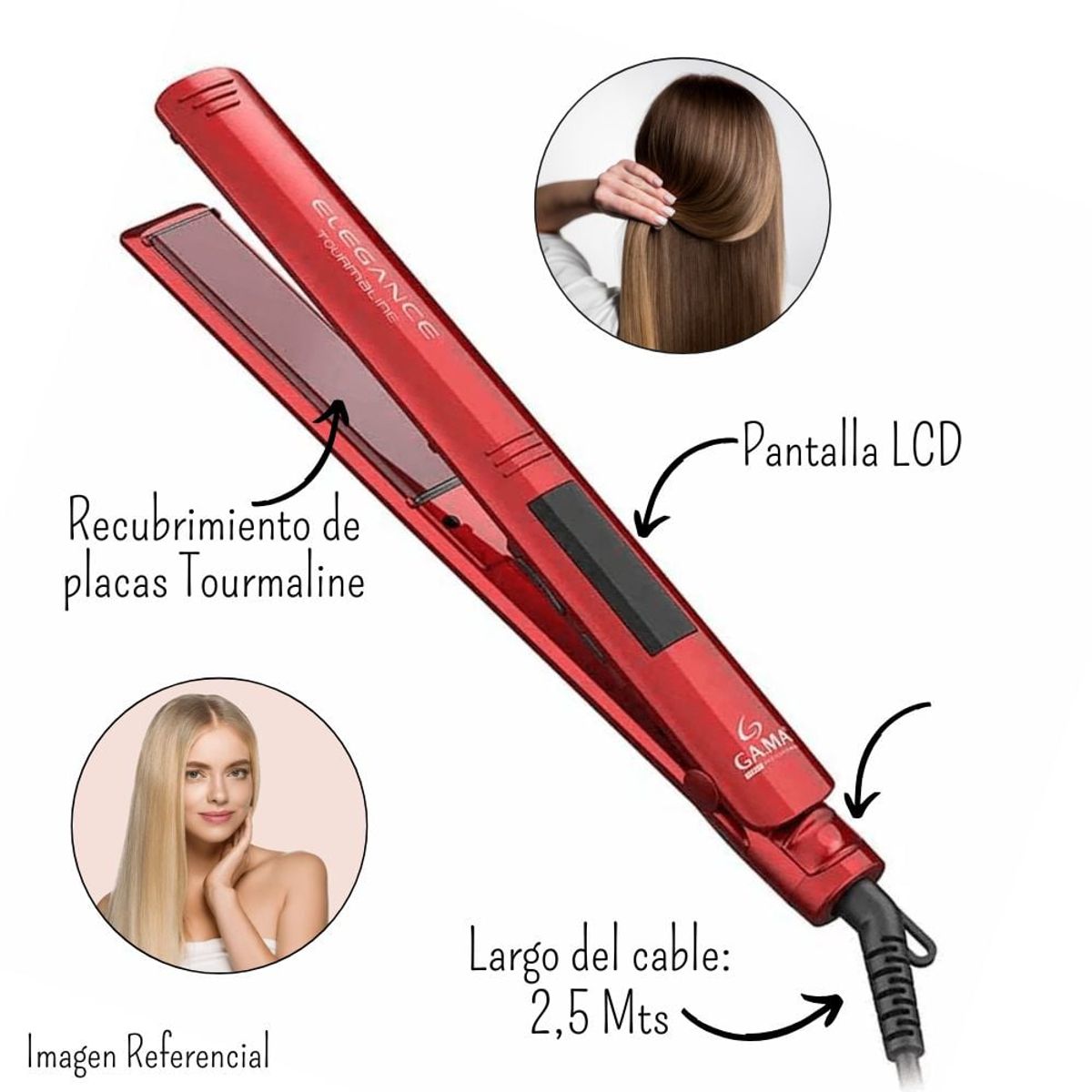 GAMA - Plancha Alisadora Gama Elegance Red Ion 230°C -Digital