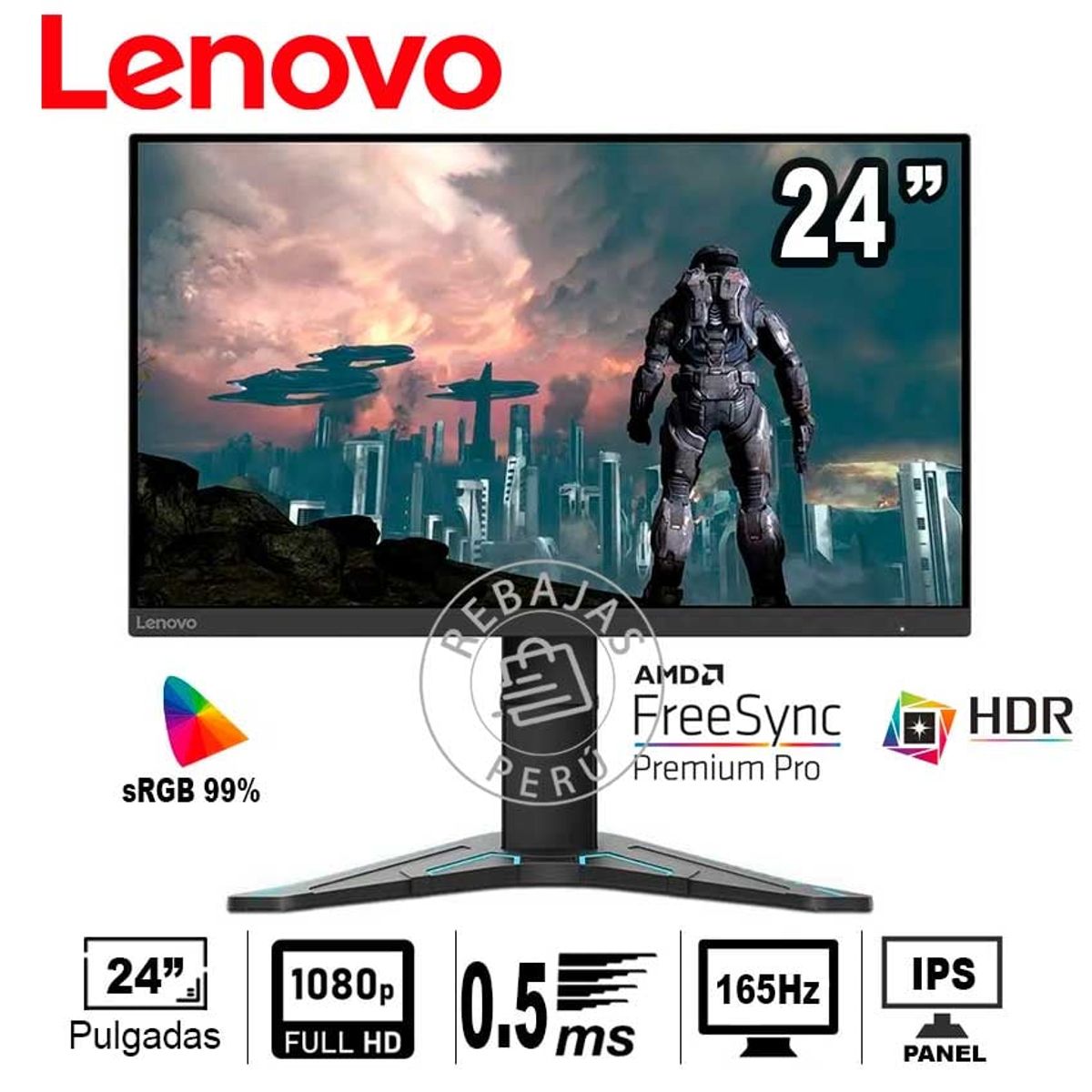LENOVO - Monitor Lenovo G24-20 238 FHD IPS 165Hz 05ms FreeSync Premium