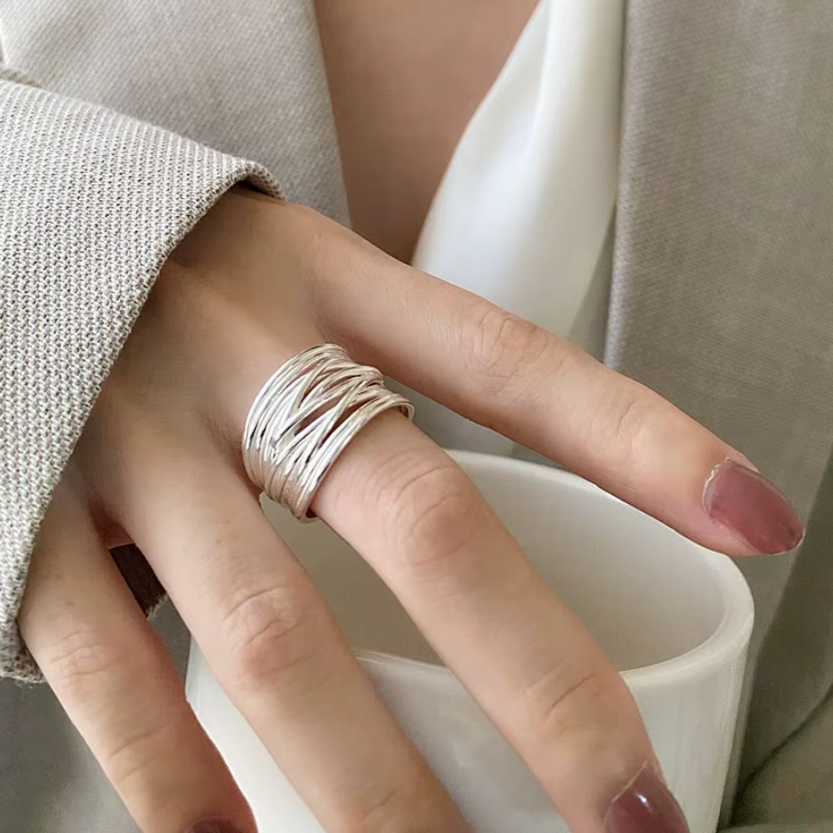 GENERAC - Anillo regulable de moda modelo ramas  ley 925  silver Sterling