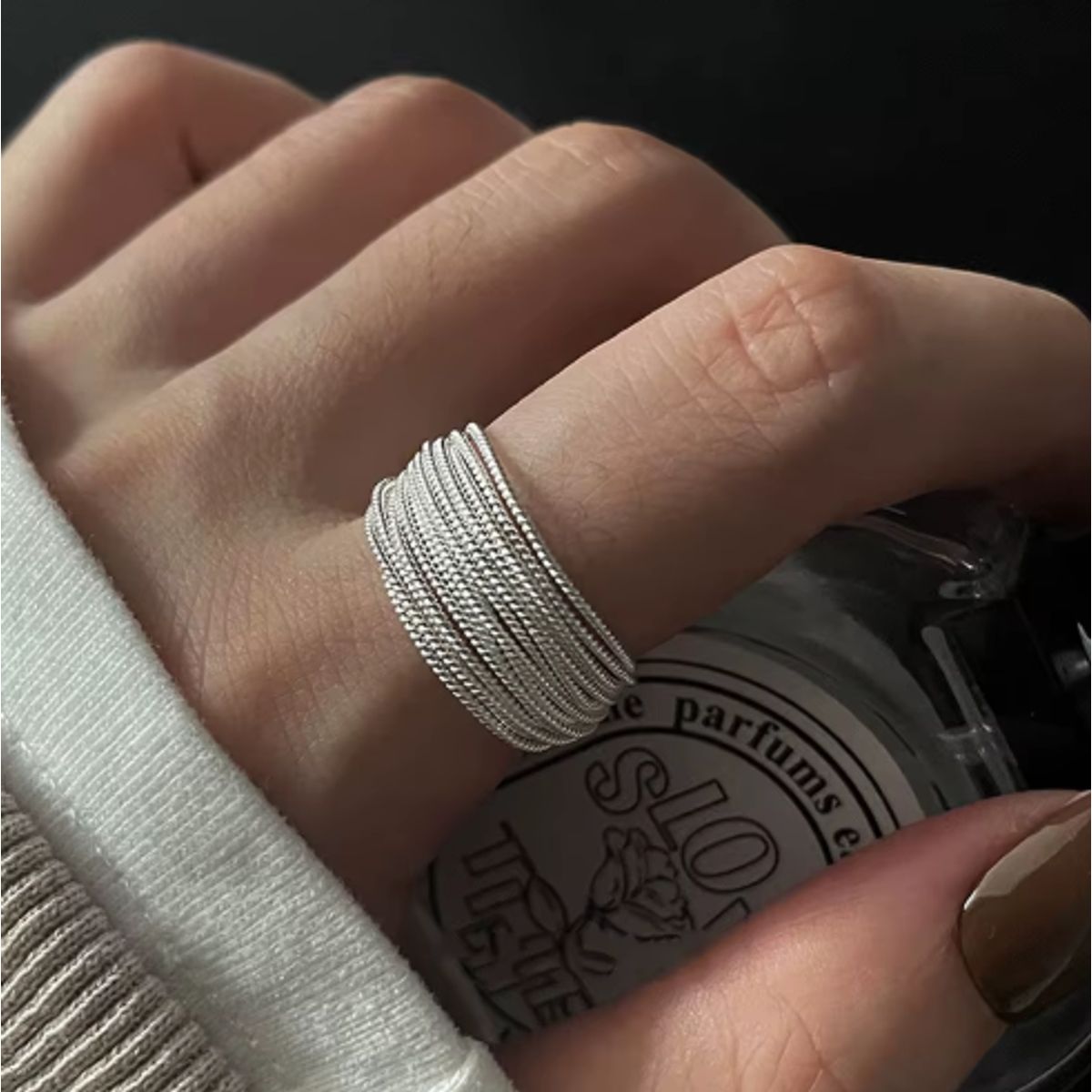 GENERAC - Anillo regulable de moda modelo aro ley 925  silver Sterling