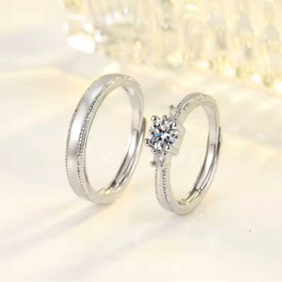 GENERICO - Anillos de Pareja Ajustables Eterna Promesa