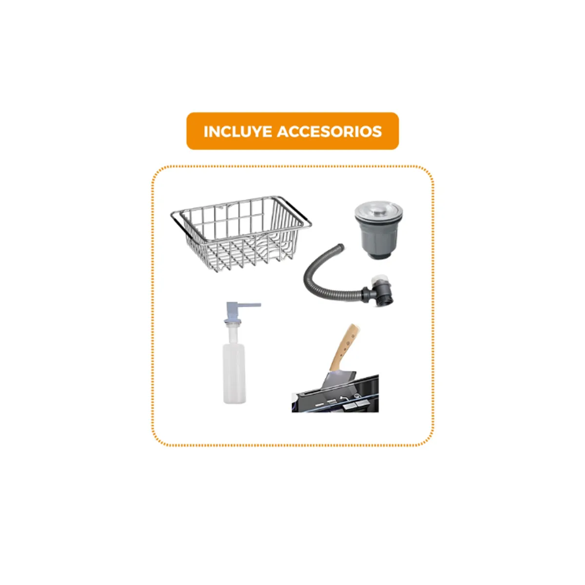 FRATELLI - LAVADERO DE COCINA ACERO CON PORTA CUCHILLO SATINADO PRM-6045S