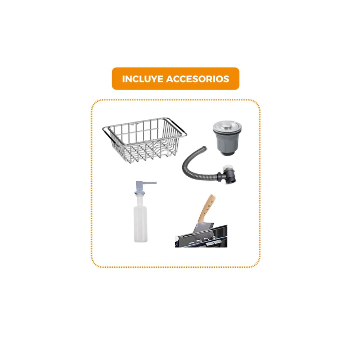 FRATELLI - LAVADERO DE COCINA ACERO CON PORTA CUCHILLO NEGRO PRM-6045B