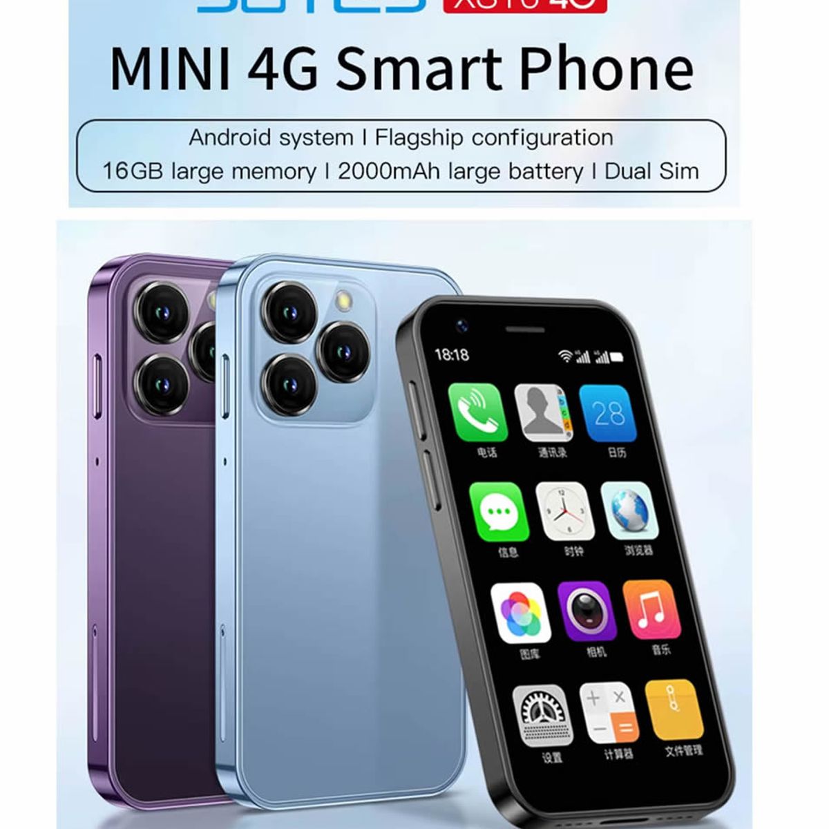 GENERICO - Mini smartphone XS16 Negro