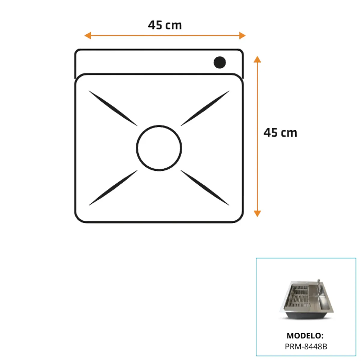FRATELLI - LAVADERO DE COCINA ACERO INOXIDABLE SATINADO PRM-4545S