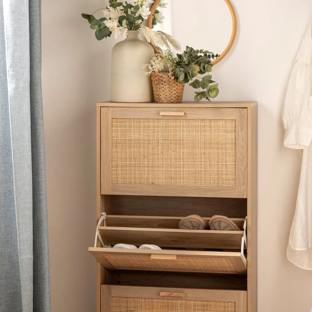 R&R MUEBLES - Zapatera Moderna Benton Marrón Claro R&R MUEBLES