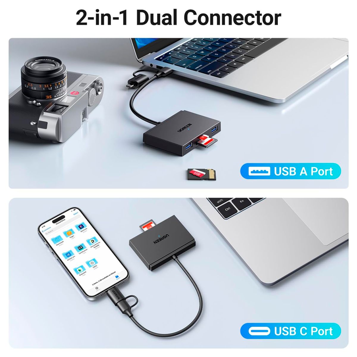 UGREEN - Lector de memorias UGREEN USB-CA 4en1 TF Micro SD USb
