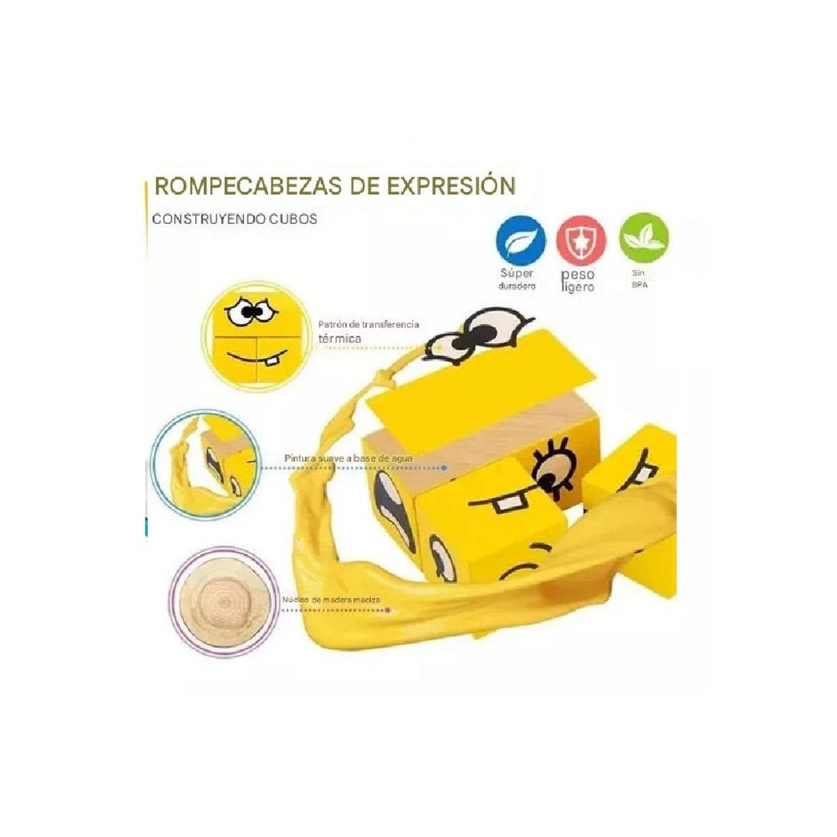 GENERICO - Rompecabezas de Caritas Emociones con Campana