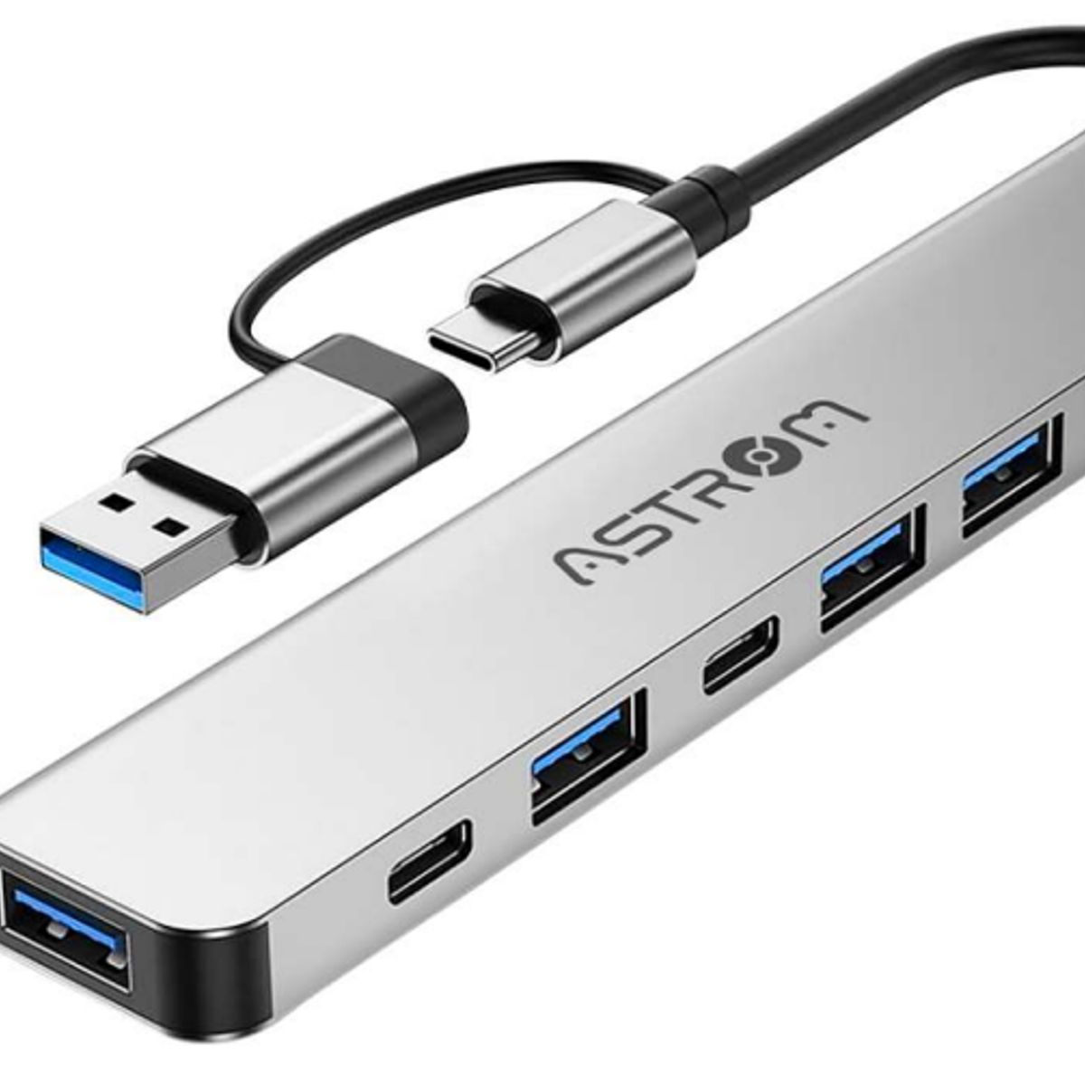 ASTROM - Adaptador HUB USB 7 EN 1 AST MH2371TYPE-C 1PORT 3.0 4PORTS 2.0
