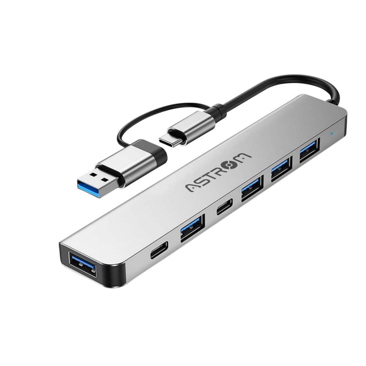 ASTROM - Adaptador HUB USB 7 EN 1 AST MH2371TYPE-C 1PORT 3.0 4PORTS 2.0
