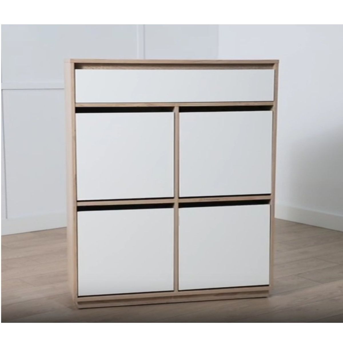 R&R MUEBLES - Zapatera Moderna Isa Marrón ClaroBlanco R&R MUEBLES