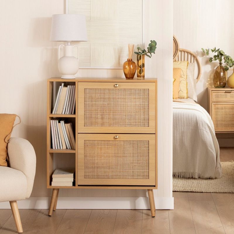R&R MUEBLES - Zapatera Moderna con Estantes Iván Marrón Claro R&R MUEBLES