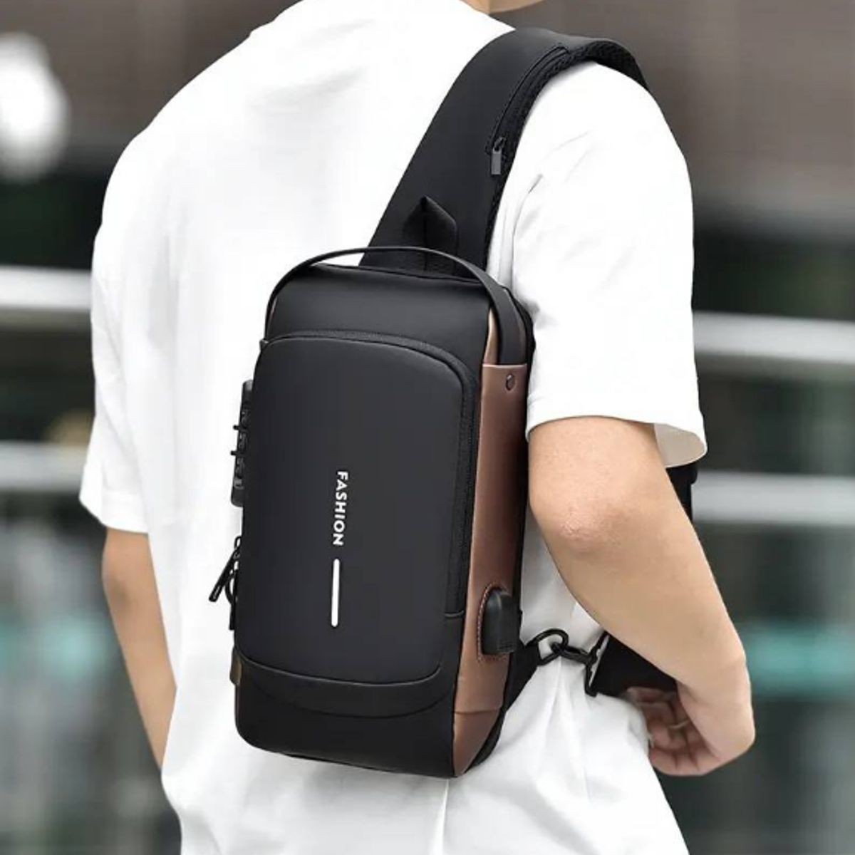 GENERICO - Morral Antirrobo para Hombre-NEGRO