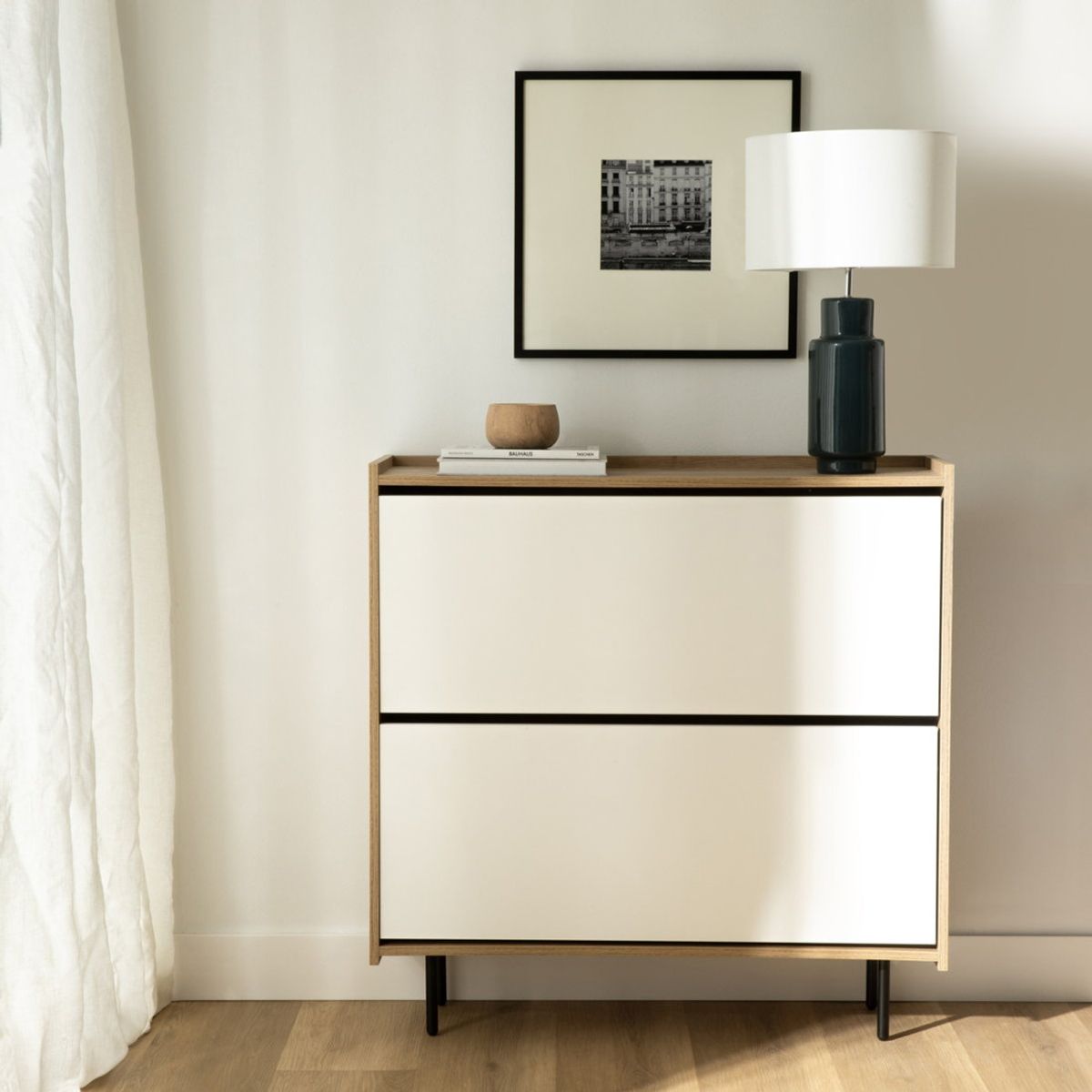 R&R MUEBLES - Zapatera Moderna Vilma Marrón ClaroBlanco R&R MUEBLES