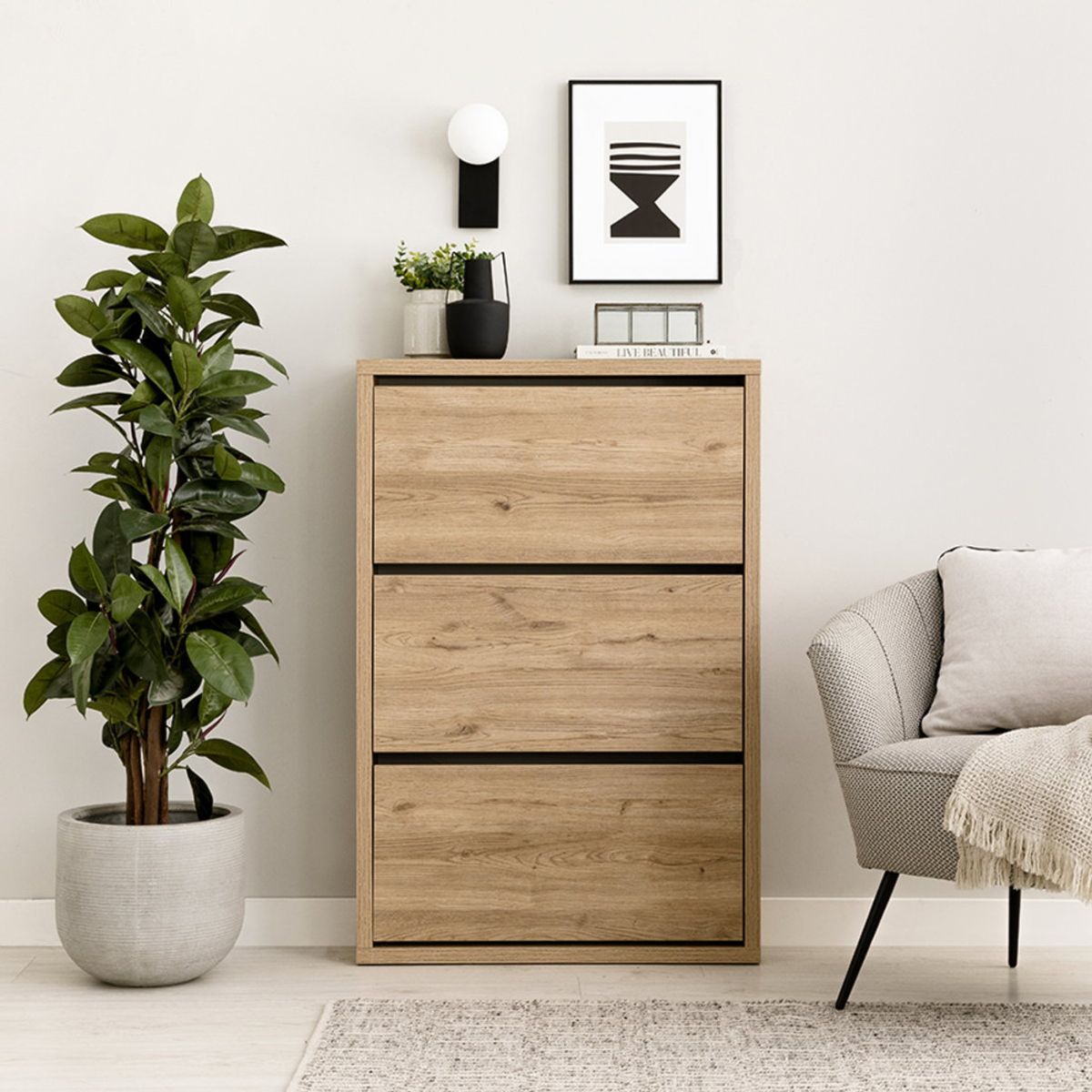 R&R MUEBLES - Zapatera Moderna Classy Marrón Claro R&R MUEBLES