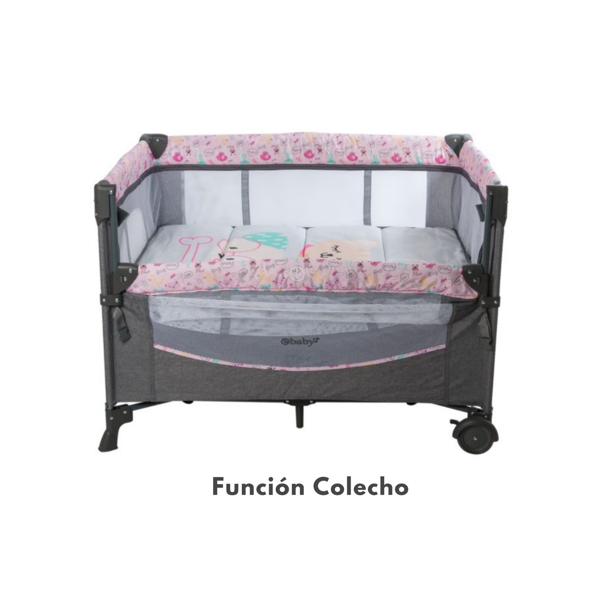 EBABY - Cuna Corral Colecho con mecedora Dacora Rosado