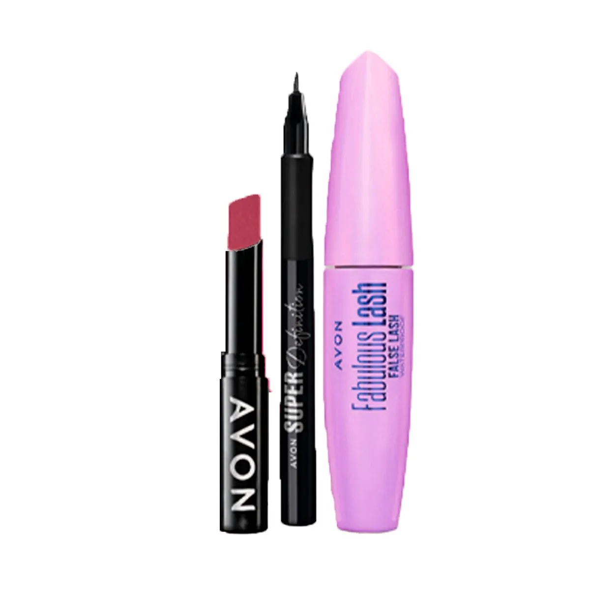AVON - KIT x3 Fabulous Lash Mascara Pestañas con Del Liquido y Labial Mauve
