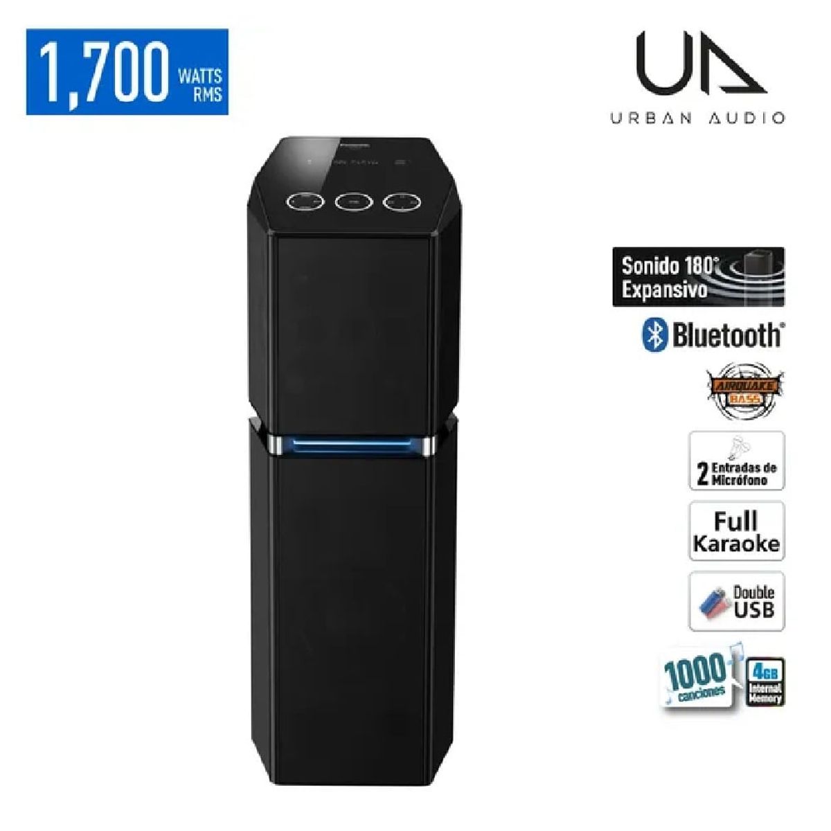 PANASONIC - Equipo de Sonido Panasonic SC-UA70PU-K ONE BOX 1700 Watts RMS Negro