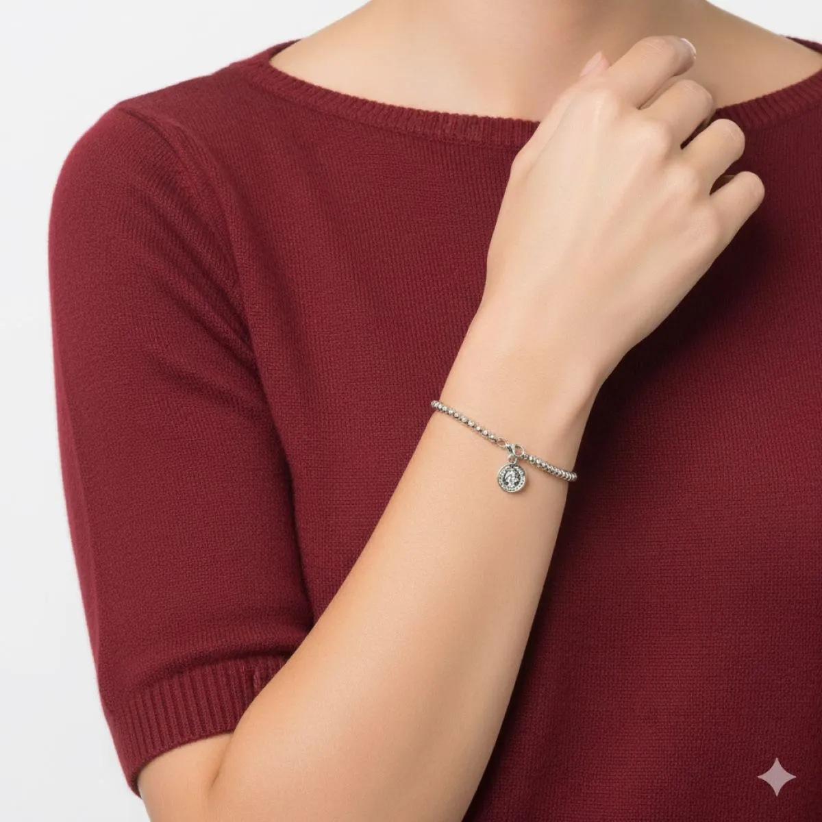 SANTORAL - Pulsera Medalla de San Benito - Plata