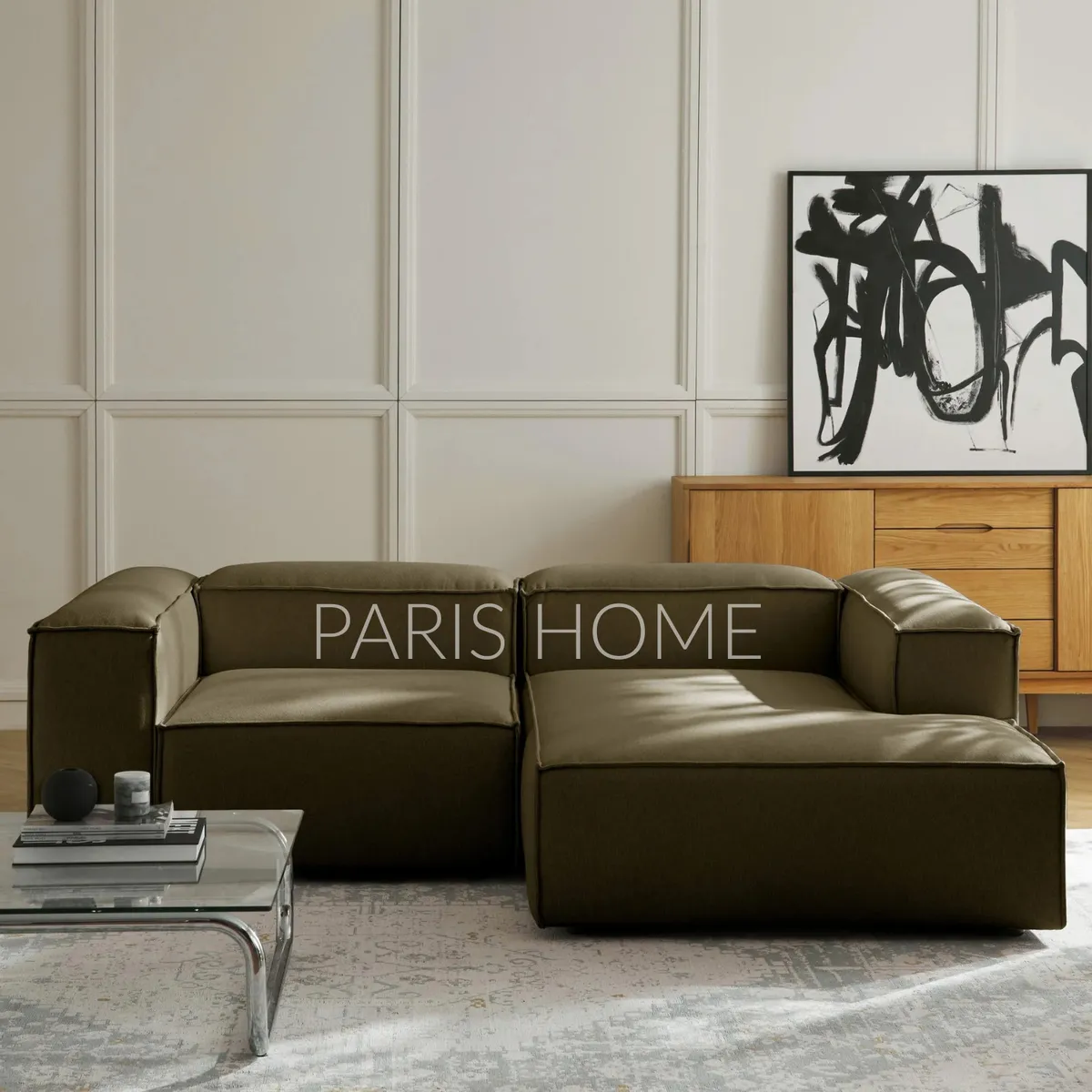 GENERICO - Sofá Derecho Rinconero Monarch Tejido - Verde Oliva