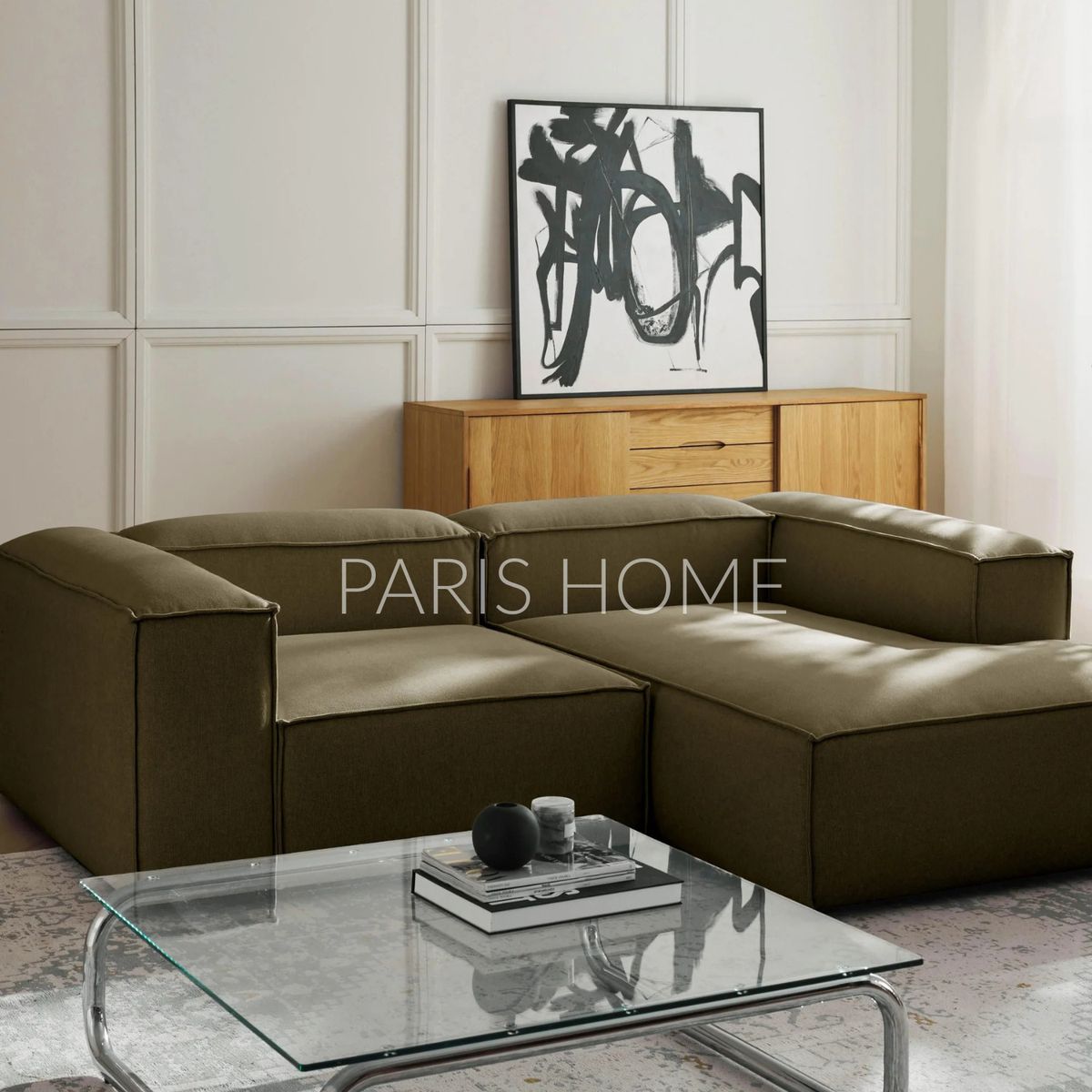 GENERICO - Sofá Derecho Rinconero Monarch Tejido - Verde Oliva