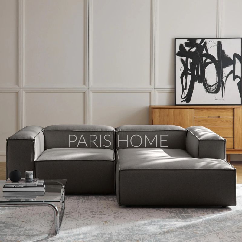 GENERICO - Sofá Derecho Rinconero Monarch Tejido - Gris Oscuro