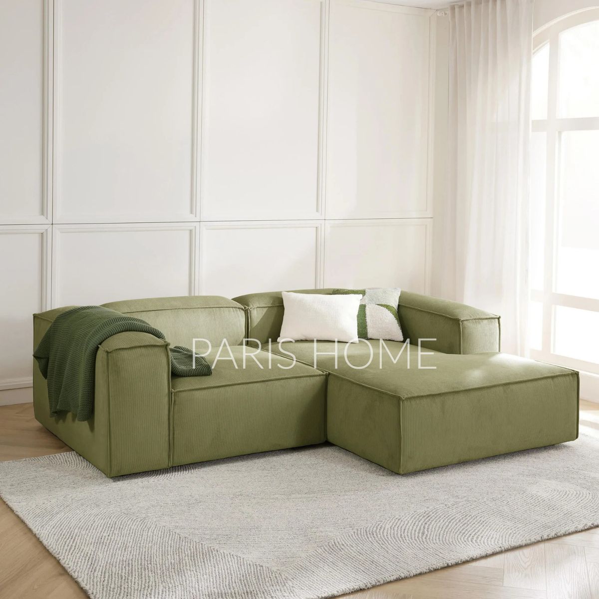 GENERICO - Sofá Derecho Rinconero Monarch Pana - Verde Oliva