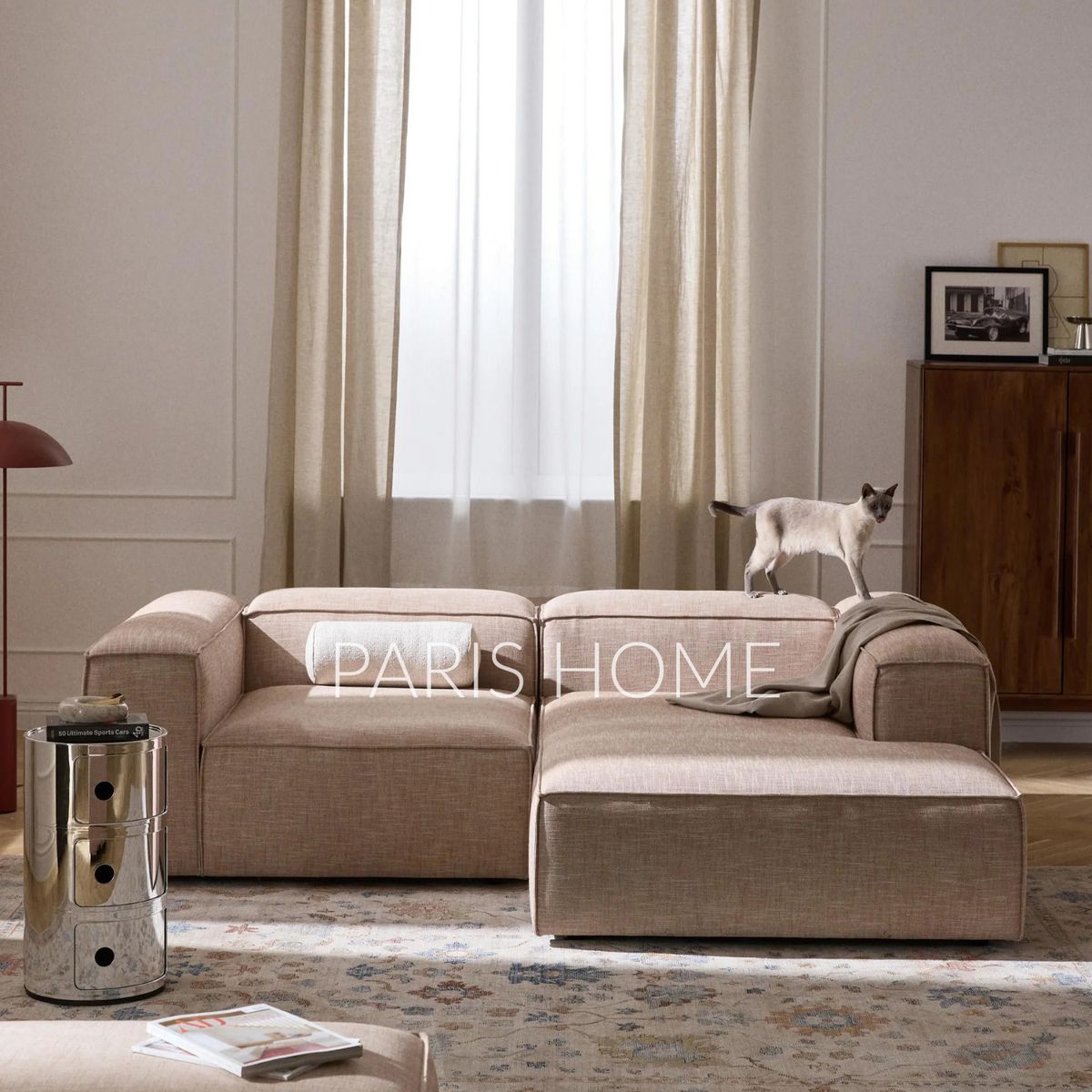 GENERICO - Sofá Derecho Rinconero Monarch Lino - Rojo Oxido