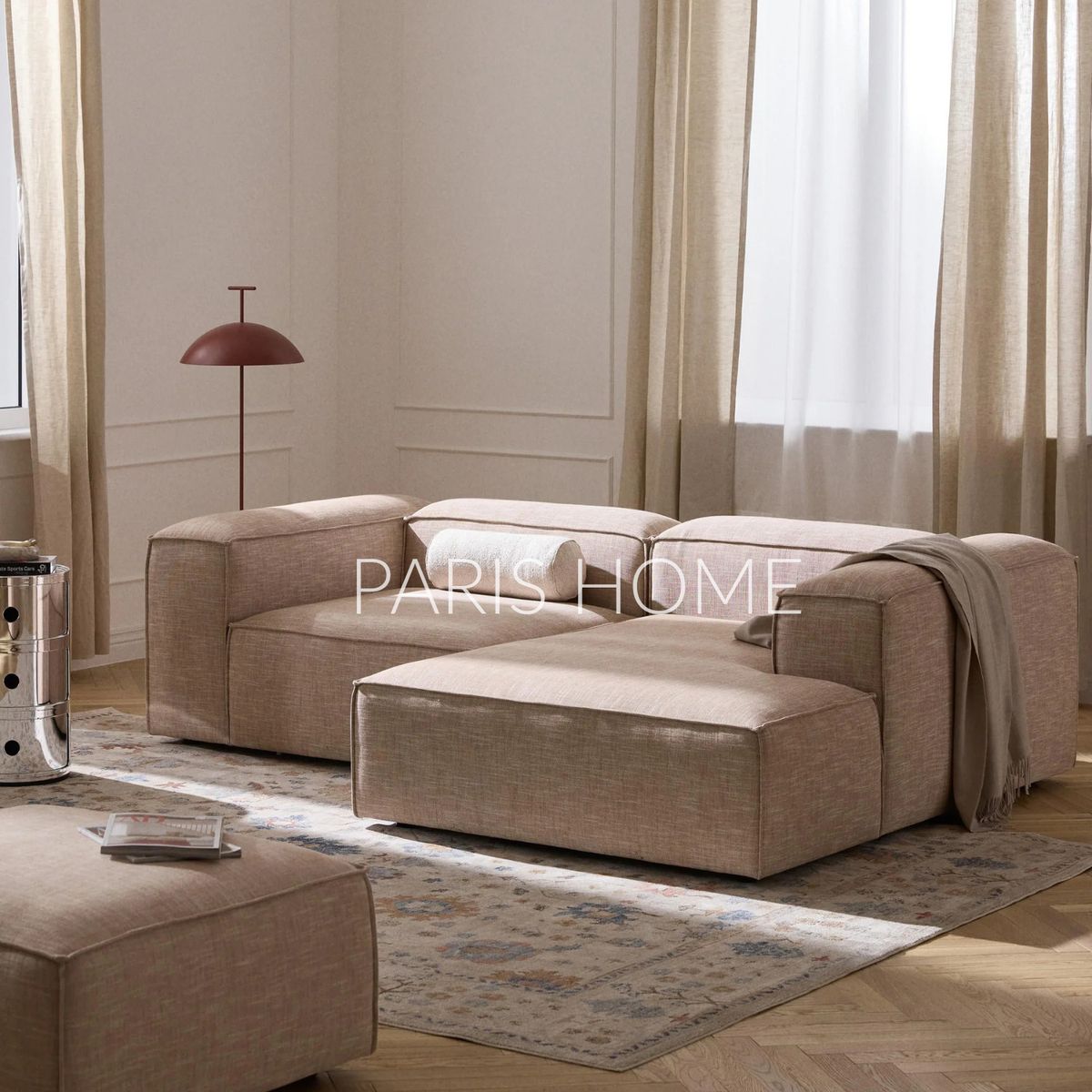 GENERICO - Sofá Derecho Rinconero Monarch Lino - Rojo Oxido