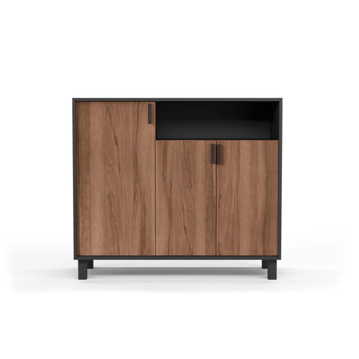 R&R MUEBLES - Zapatera Recibidor Sara 3 Puertas Negro/Marrón R&R MUEBLES